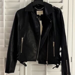 Black Faux Leather Moto Jacket